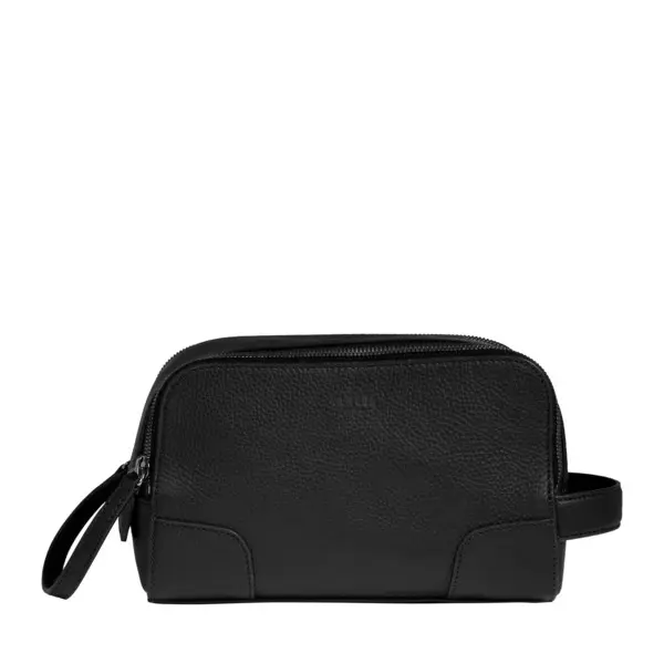 Black Leather Toilet Pouch Bag Image