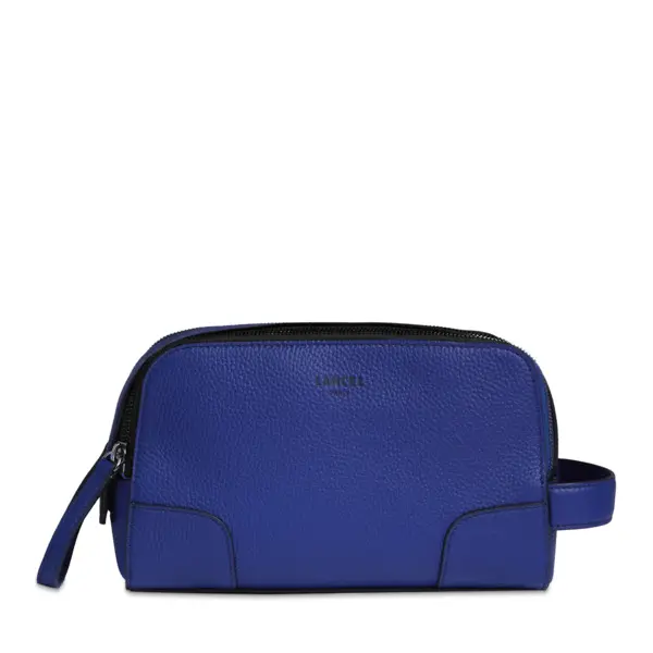 Ink Blue Leather Toilet Pouch Bag Image