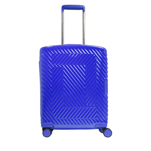 Navy Polycarbonate Cabin Suitcase with Textile lining