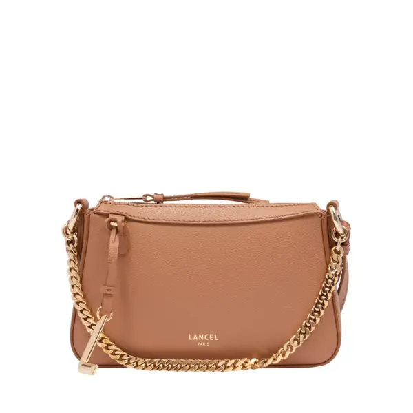 Camel Pebbled Leather Shoulder Bag Image