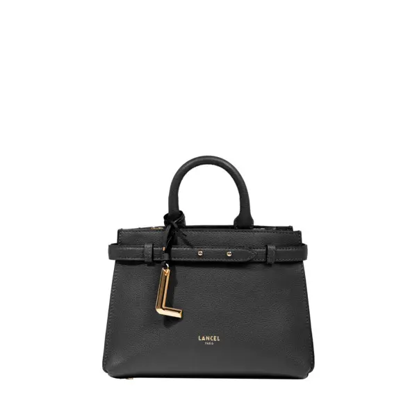 Black Mini Grained Leather Tote Bag Image