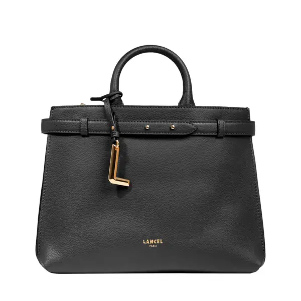 Black Medium Grained Leather Tote Bag