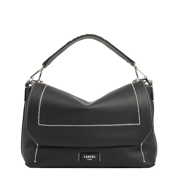 Black Medium Leather Flap Shoulder Bag