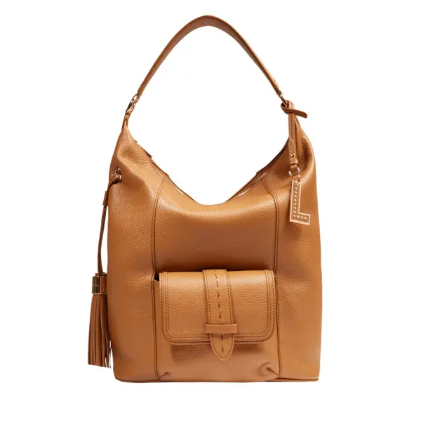 Camel Premier Flirt Leather Shoulder Bag