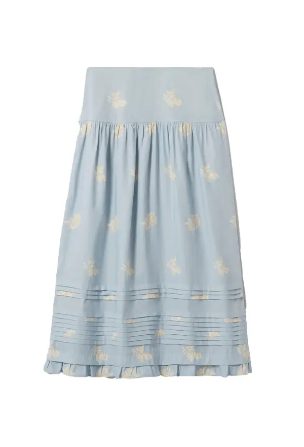 Flared Floral Midi Skirt