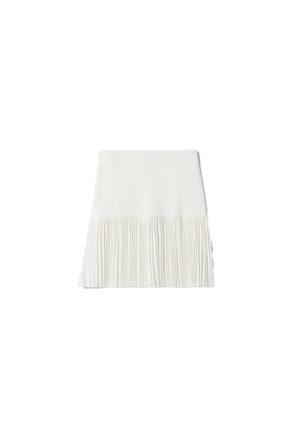Short Pleated Knit Skirt