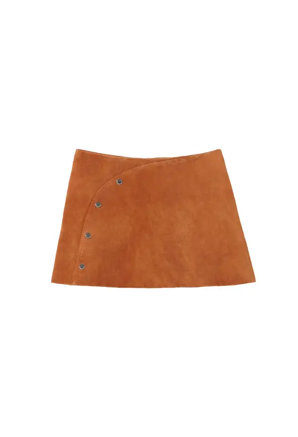 Suede Mini Skirt with Engraved Silver Details
