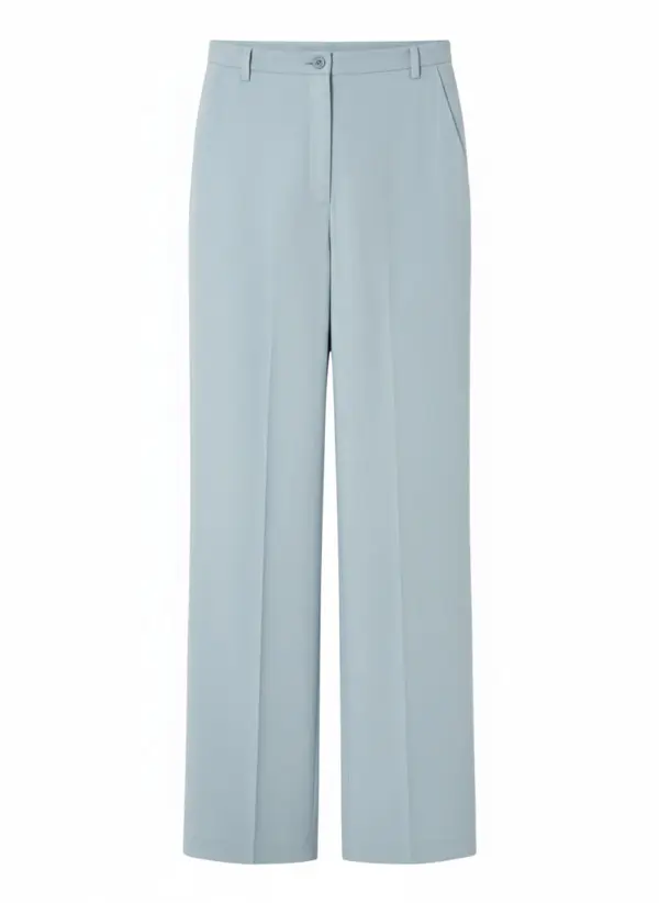 Plain High-waisted Straight-cut Trousers