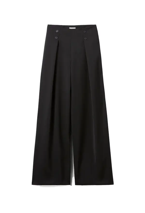 Wide-Leg Wool-Blend Trousers