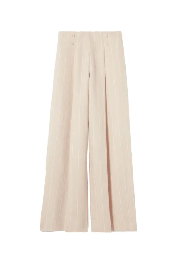 Wide Tailored Linen-Blend Trousers