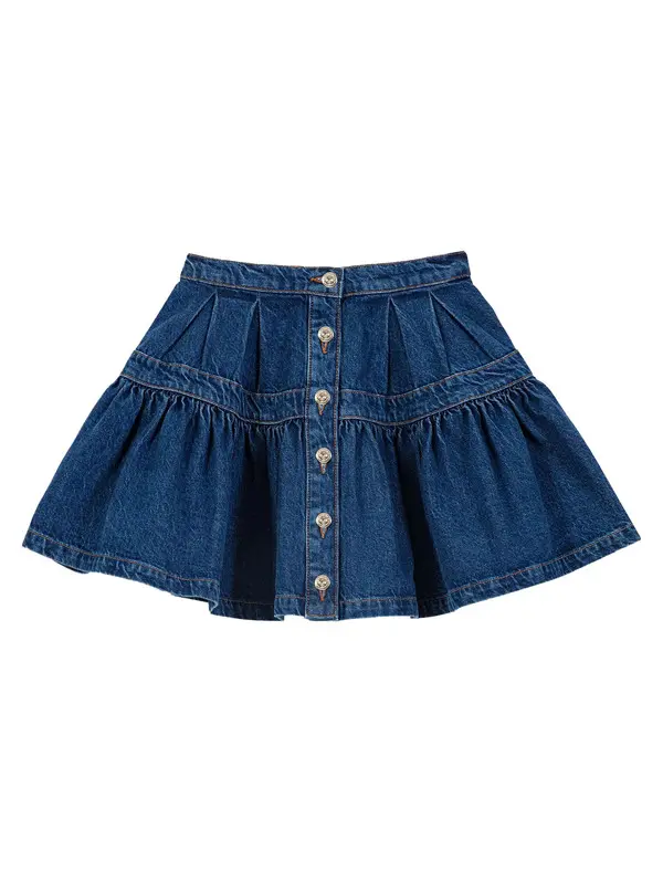 Short Denim Buttoned Skirt