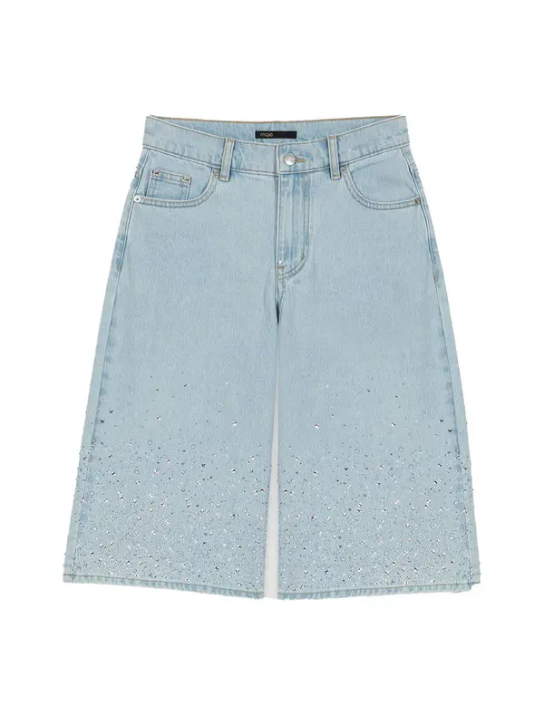 Rhinestone Bermuda Denim Shorts