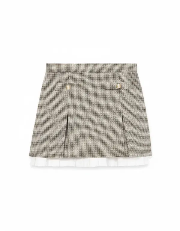 Pleated Skirt with Poplin Details