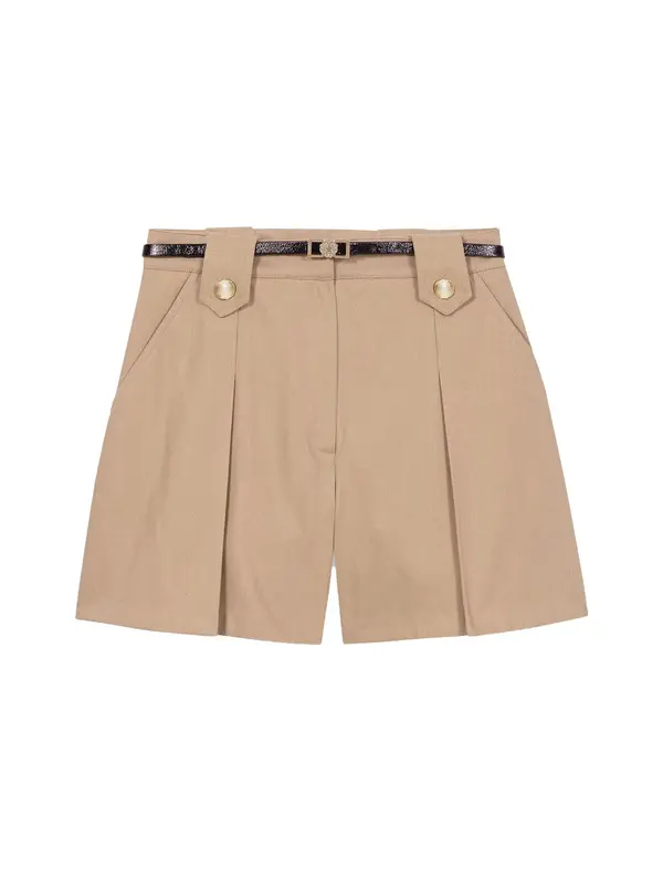 Pleated Cotton Shorts Image