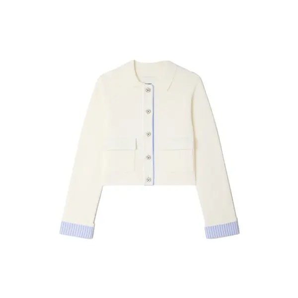 Polo Cardigan with Poplin Details
