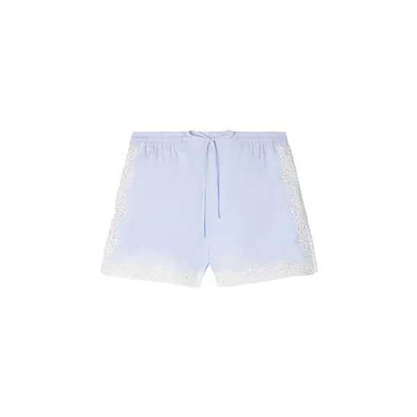 Shorts With White Scalloped Lace Trim