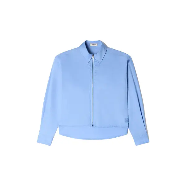 Cropped Logo Zip Cotton Shirt