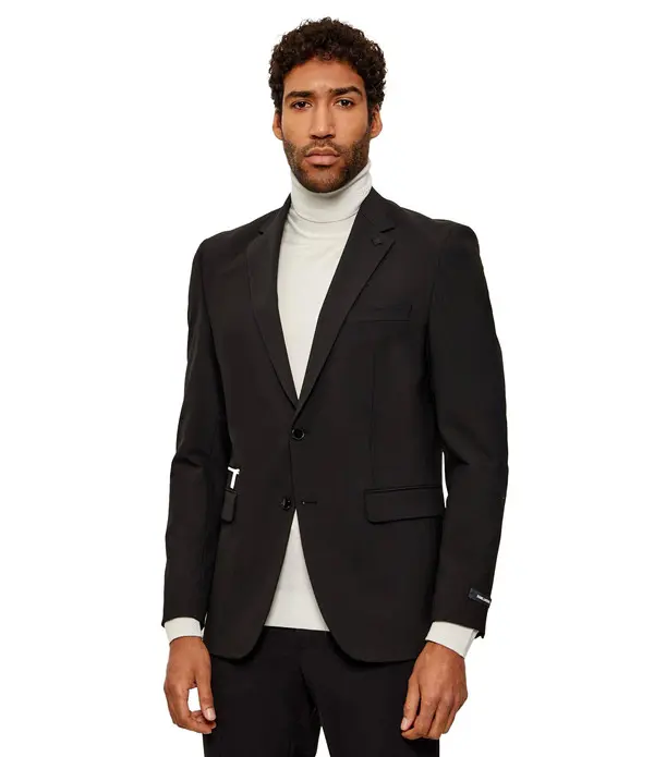 Slim-Fit Suit Blazer with Zipper Detail