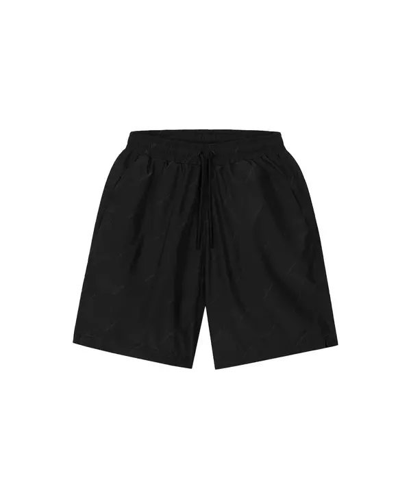 Relaxed Fit Swim Shorts with Patterned Logo Print