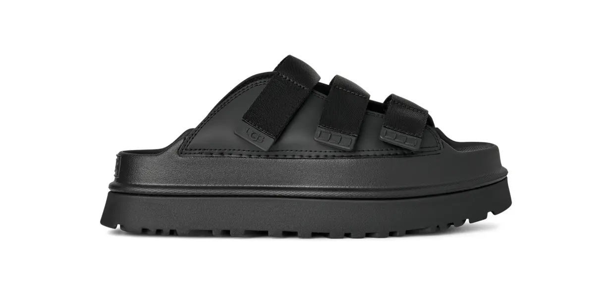 Golden Glow Platform Triple Straps Slide