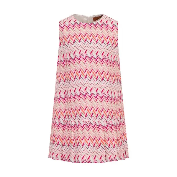 Sleeveless Pleated Zig Zag Dress