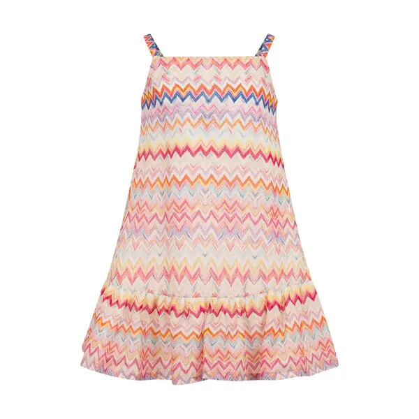 Multicolored Zigzag Print Ruffle Hem Sundress
