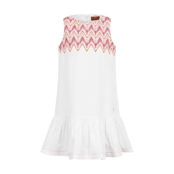 Cotton Drop-Waist Dress with Signature Zigzag Bodice