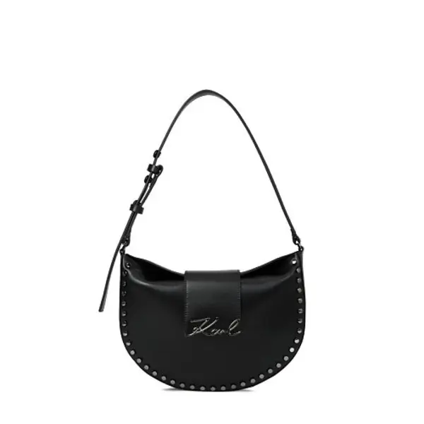 K/Signature Studded Moon Shoulder Bag