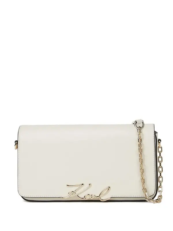 K/Signature Leather Mini Shoulder Bag with Chain Details