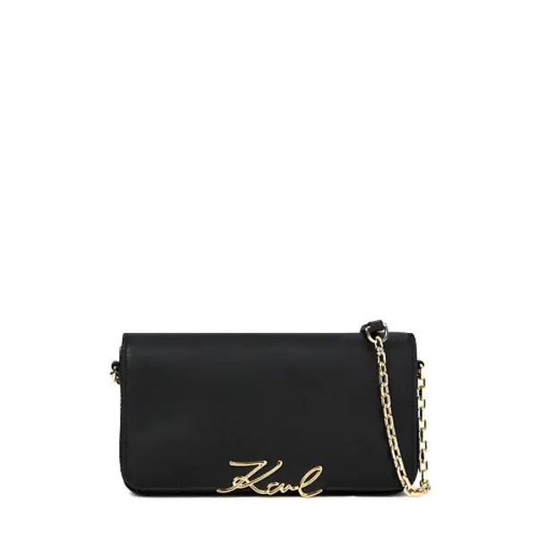 K/Signature Leather Mini Shoulder Bag with Chain Details