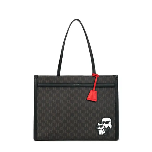 K/Ikonik Monogram Tote Bag with Choupette&Karl Patch