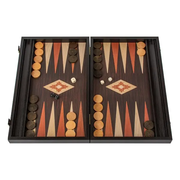Wooden Backgammon Wenge Replica with Walnut & Oak points with  Sideracks 48x30cm 