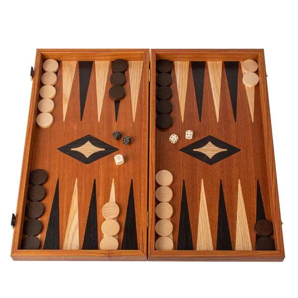Wooden Backgammon Mahogany Inlaid Backgammon with Blue & Oak points 48x26cm