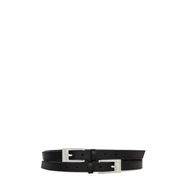 Double-Buckle Leather Belt