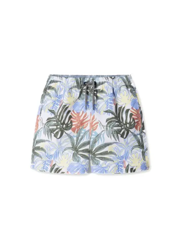 Tropical Leaf Print Swim Shorts