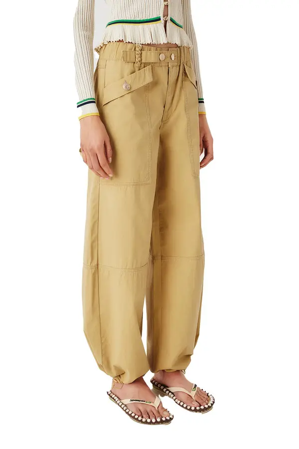 Barrel Leg Mid Rise Pant
