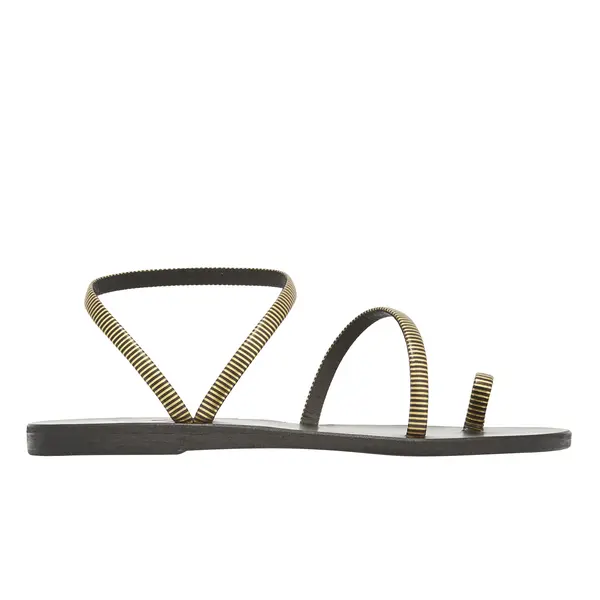Leather Sandals with Gold Striped Straps