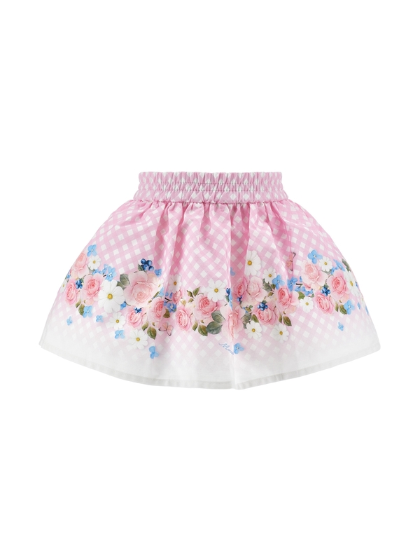 Floral Checkered Skirt