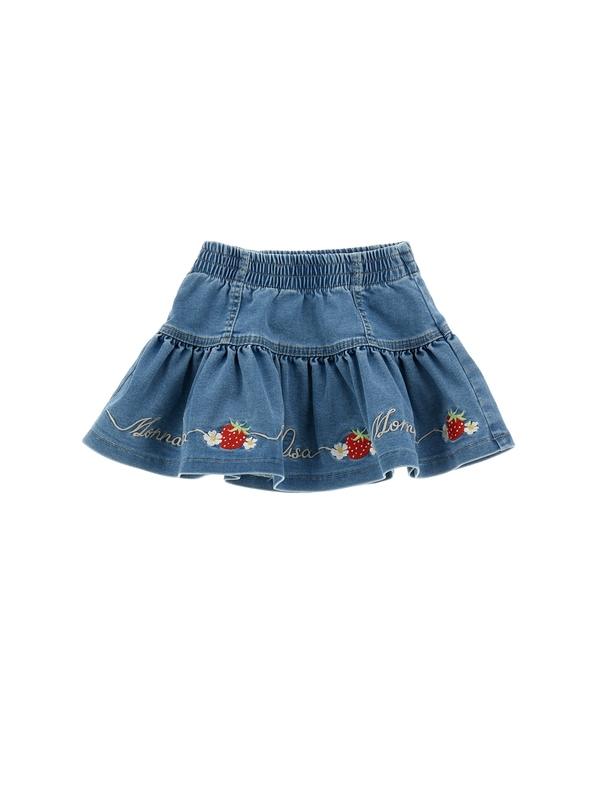 Baby Girl Strawberry Embroidery Denim Skirt Image