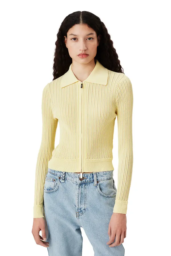 Zipped Ribbed Cardigan