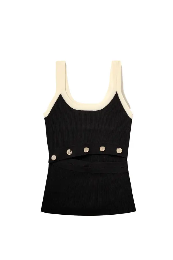 Button-front Knit Top