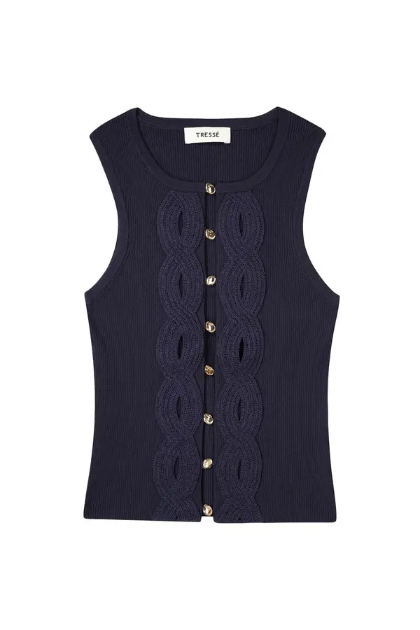 Openwork Sleeveless Knit Top