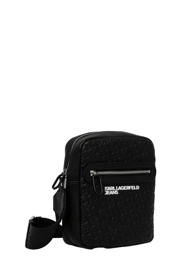 Leather Monogram Embossed Messenger Bag