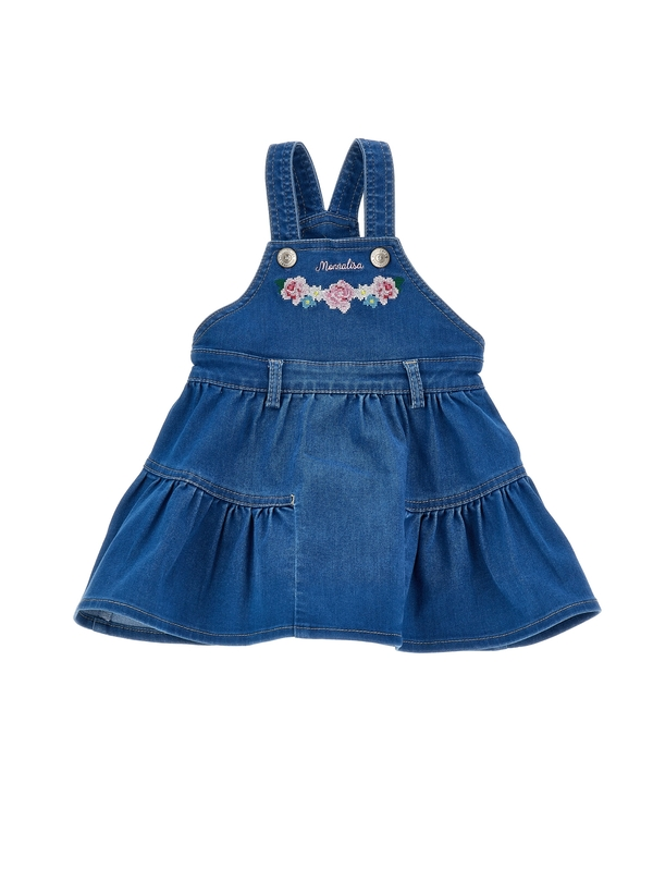 Floral Embroidered Denim Overalls