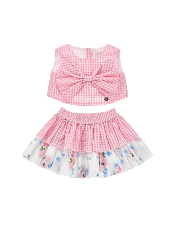 Checkered Top & Skirt Set