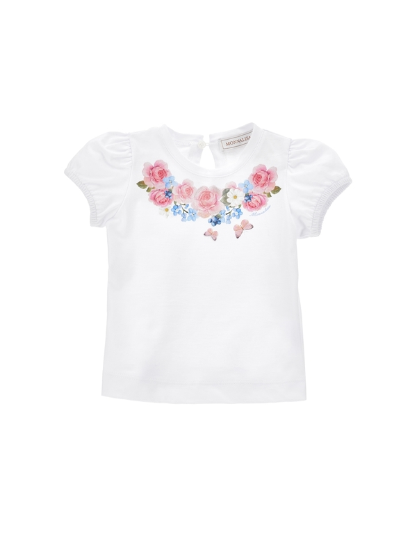 Short Sleeve T-shirt with Flower Prints