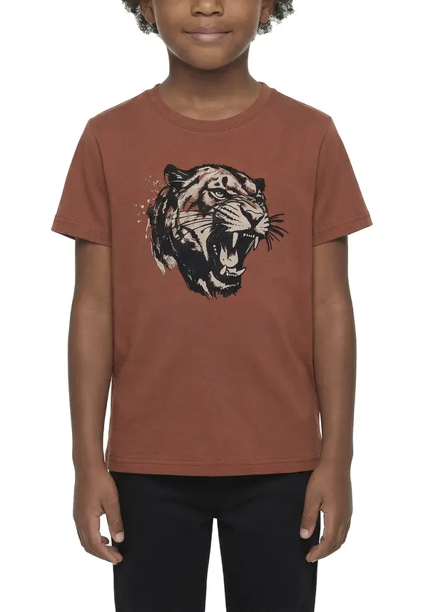 Kids Boys Tiger Face Graphic T-Shirt Image