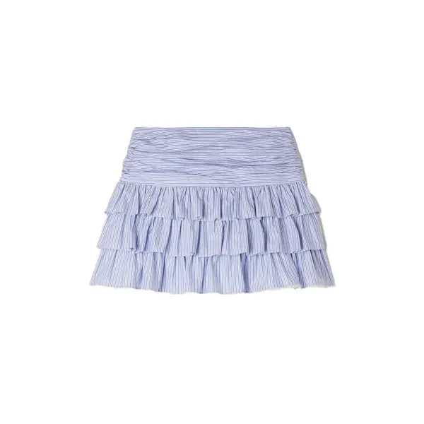 Short Striped Ruffled Skirt