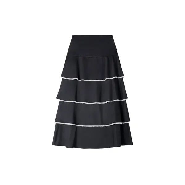 Long Ruffled Rhinestone Skirt