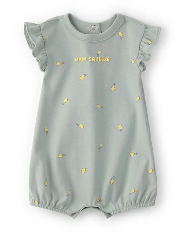Baby Girl 'Main Squeeze' Lemon Short-Sleeve Romper - Green